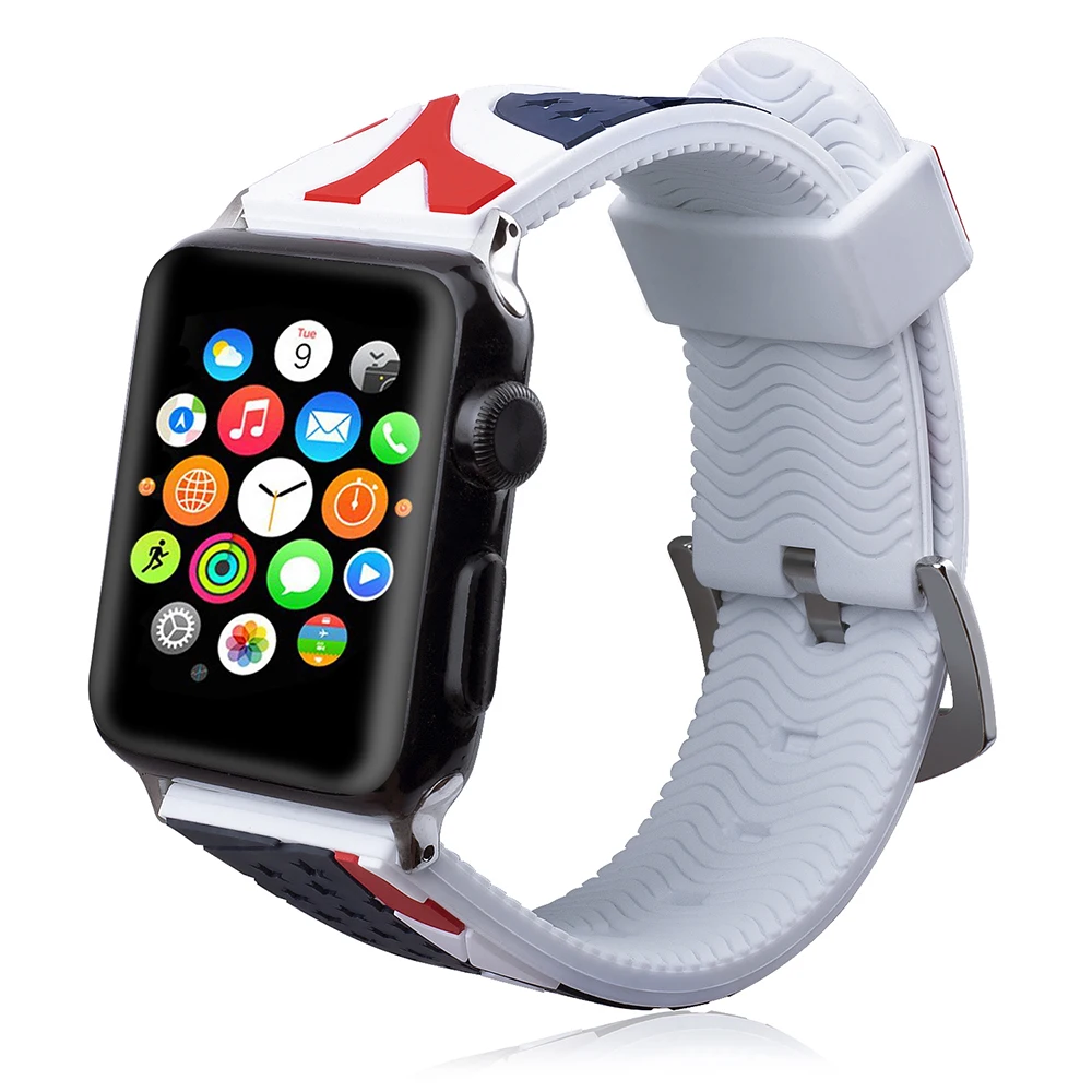 Мягкая силиконовая лента для Apple Watch Series 1 2 3 38 мм 42 мм браслет с национальным флагом ремешок для iWatch 4 5 44 мм 40 мм