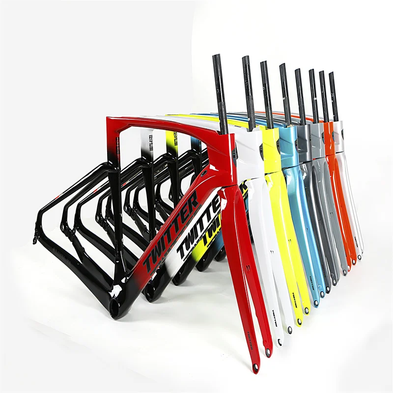 

Комплект рам для шоссейных велосипедов TWITTER-Carbon, толстая шина, гравийный шоссейный велосипед, 700 * 40C, завод