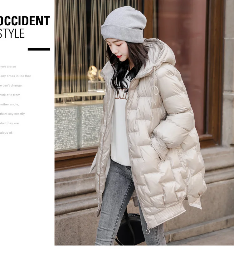 Зимняя модная простая Удобная хлопковая стеганая одежда средней длины с капюшоном/хлопковое пальто QTYFS1887