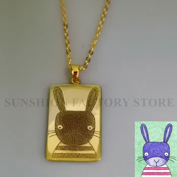 

Customized Children's Drawing Necklace Kid's Artwork Personalized Custom Photo LOGO Pendant Necklace Jewelry Gift