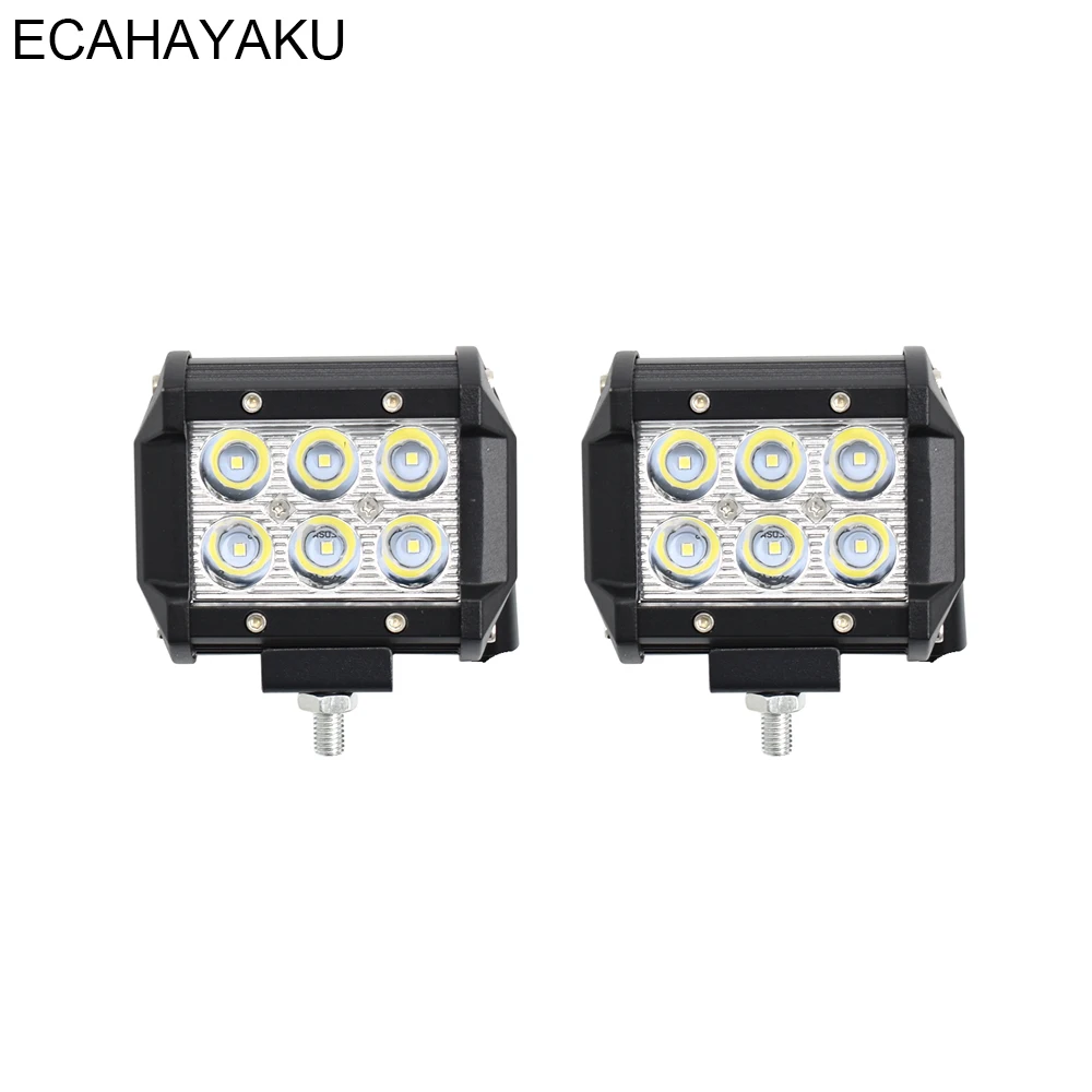 2Pcs ECAHAYAKU Car Accessories 4&quot 18W LED Light Bar 6000K 12V Pod Lights Led Work for Off-road Truck SUV Jeep Tractor 4WD | Автомобили