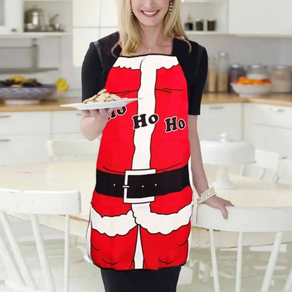 Xmas Apron 50x70cm Funny Kitchenware Santa Dacron Adult Black Decoration Party Cook Restaurant Waiters Christmas