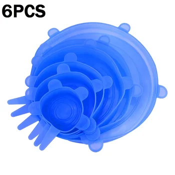 

6pcs Reusable Eco-Friendly Silicone Stretch Lids Food Wrap Silicone Cover for Cookware Bowl Pan Cooking Kitchen Accessories