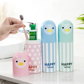 

Toothbrush Storage Box Cute Penguin Cartoon Portable Holder for Outdoor Travel Toothrush Cap Case Protect Storage Box