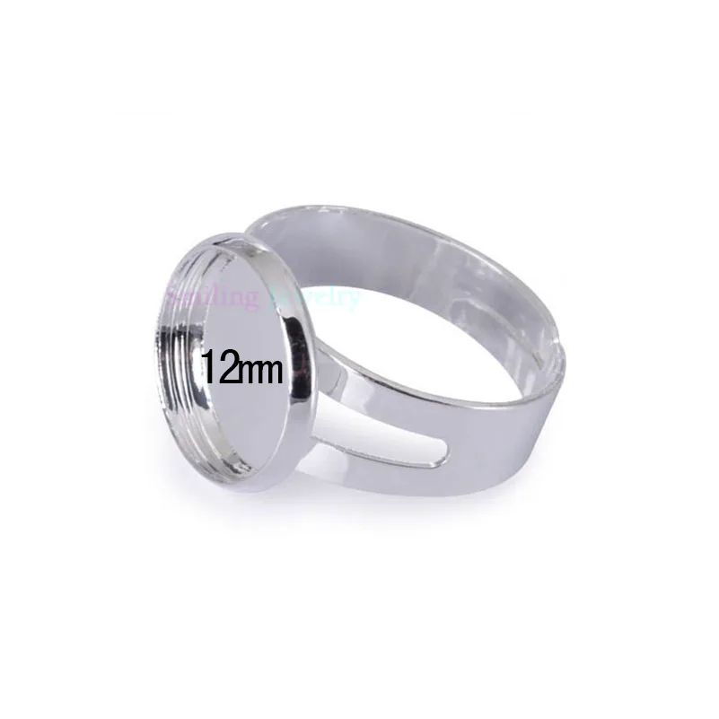 20 шт посеребренные Регулируемые Пустые Базовые кольца с 12 мм-25 мм ободок лоток для стеклянного кабошона DIY ювелирные изделия