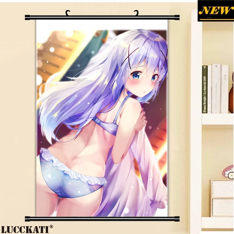 40X60CM Gochiusa Gochuumon wa Usagi Desu ka Rabbit cameltoe sexy loli Chino cartoon anime wall scroll canvas painting poster | Дом и сад