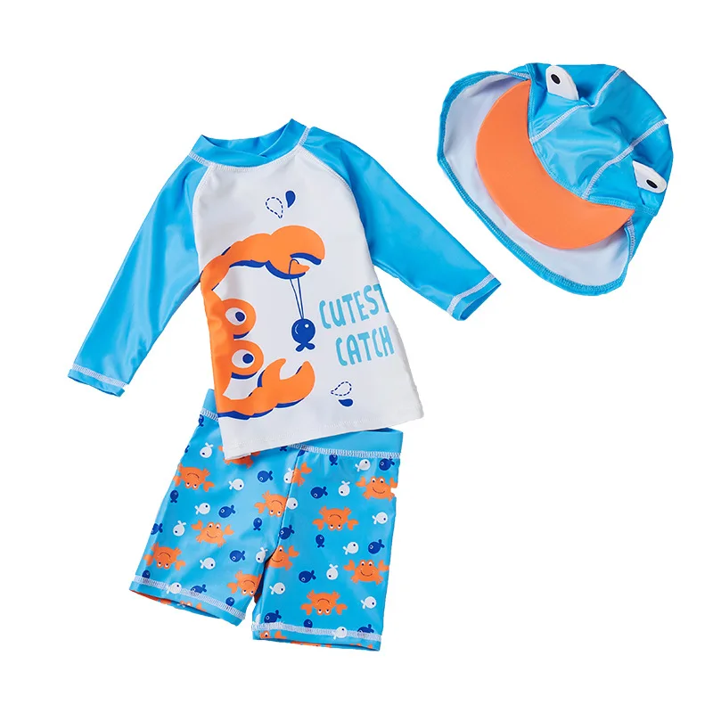 UPF50+ купальный костюм из трех предметов для мальчиков; детский купальный костюм с короткими рукавами и рисунком динозавра и акулы; купальный костюм для маленьких мальчиков