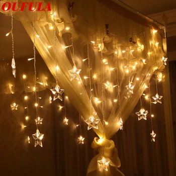 

Christmas light string led remote control USB star curtain light room decorations