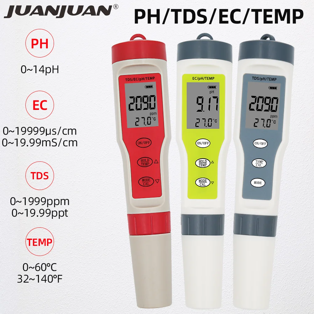Профессиональный цифровой тестовый er 4 в 1/3 1 тест EC/TDS/PH/TEMP тестер качества воды