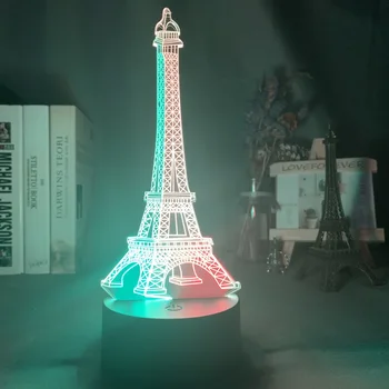 

Double Color 3d Illusion Night Light Eiffel Tower for Home Decoration Nightlight Led Touch Sensor Hit Color Girl Night Lamp Gift