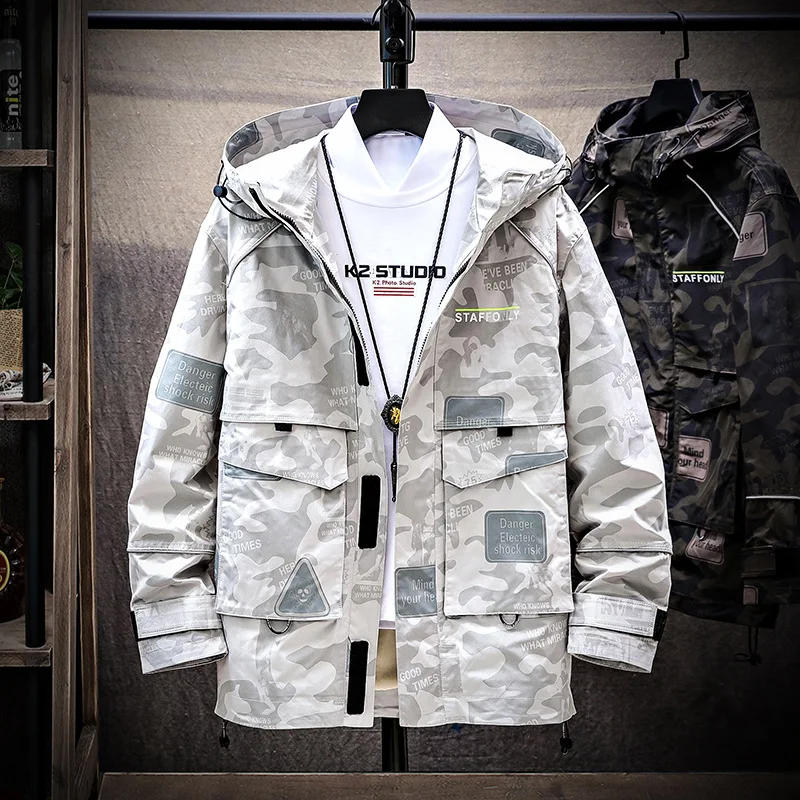 

19131 # Japanese-style Popular Brand Autumn Korean-style Handsome Students Hooded Jacket Hong Kong Style Loose-Fit Workwear Func