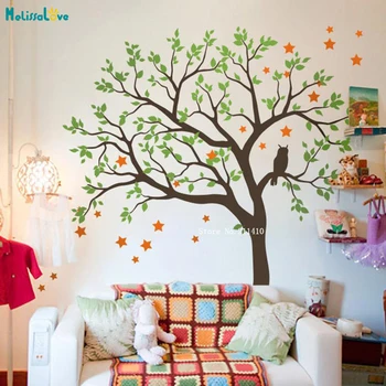 

Starlight Glimmer Tree Wall Sticker Owl New Design Decals Nursery Art Decor With Stars DIY Murals Removable YT4710