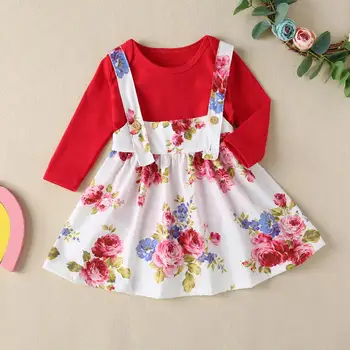 

Fashion Infants Outfits Cultivate Oneself Popular Cotton Warm Long Sleeve 2pcs Toddler Rompers Swing Suspender Skirt