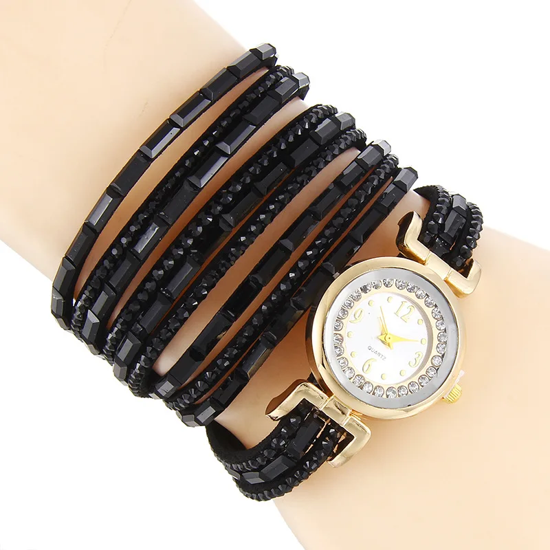 

New Style Women's Watch Quartz Watch Hot Sales Rectangular Man-made Diamond Watch Strap Suede Coiling Bracelet Watch
