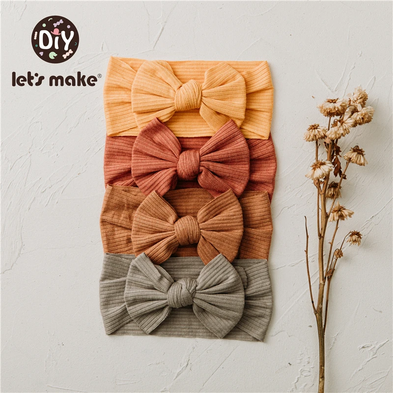 Let's make Baby Headband Cotton Girls Hair Accessories Rabbit Ear Turban Bow Elastic Hairband Baby Princess Christmas Day Gifts