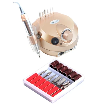 

Nail Art 6 Drill File Bits Set Tool & Electric Nail Drill Apparatus Machine Eu Plug Gold