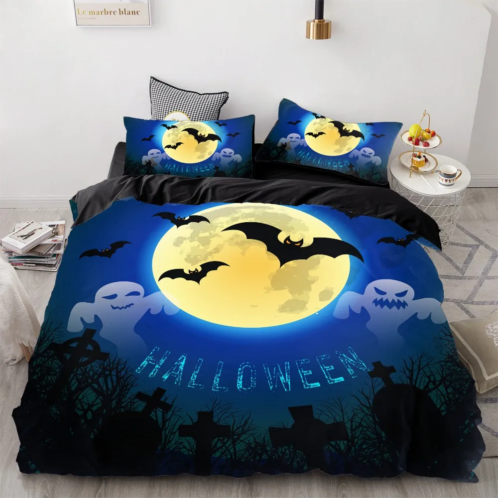 3D Cartoon Bedding Set for Kids/baby/children/boys,Duvet Cover Set Queen/King,Quilt/Blanket Cover Set Halloween pumpkin - Цвет: HW 915