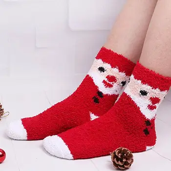 

6 Pairs Thickened Warm Christmas Socks Women Winter Fleece Socks for Home Sleeping Daily Christmas Gift Cotton Sock