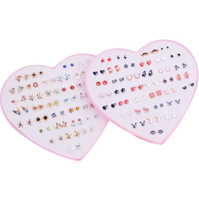 Stud Earrings Multicolor Cryatal 36 Pairs Cartoon Hypoallergenic Plastic Stud Earrings Set For Women Girl Wedding Christmas Gifts Jewelry