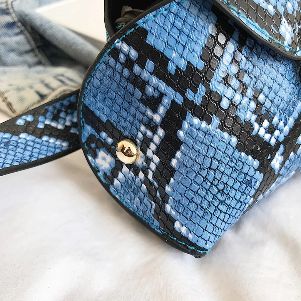 Модная поясная сумка со змеиным узором, женская сумка с пряжкой на одно плечо, нагрудный карман
