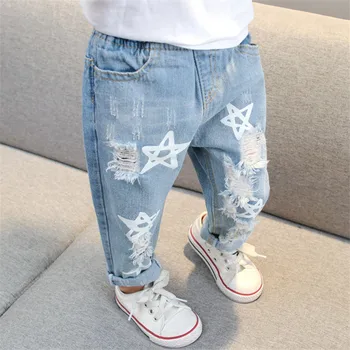 

Cartoon Pentagram Ripped Jeans For Girls Boys 1-6y Baby Boys Jeans Fashion Hole Denim Harem Pants Toddler Kids Clothes Trousers