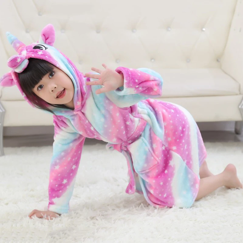Зимние пижамы кигуруми для девочек и мальчиков; детские пижамы с рисунком единорога из мультфильма «животные»; фланелевый теплый комбинезон; детские пижамы