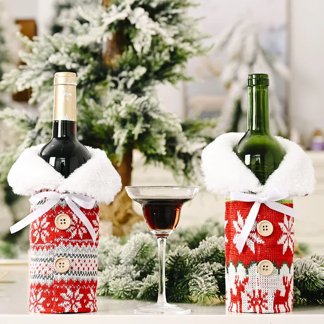 New Year 2022 Christmas Wine Bottle Dust Cover Bag Santa Claus Noel Dinner Table Decor Christmas Decorations for Home Xmas Natal 4