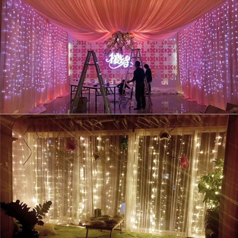 3M*3M LED Wedding Party patio Decor fairy Light christmas garland Star lamp Curtain outdoor string Light  Lamp string new year