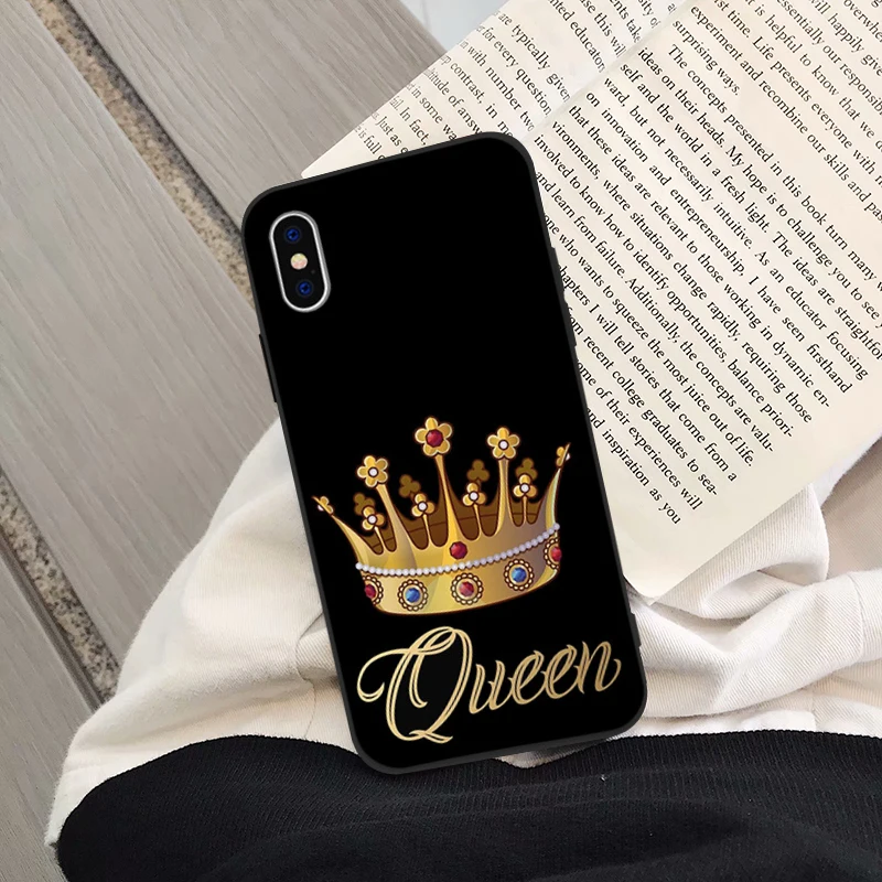Style 2 JAMULAR Роскошный чехол для телефона с короной для iPhone XS MAX XR X 7 8 6 11 Plus King queen мягкая задняя крышка для samsung S8 S10 Note8 - Цвет: Style 2