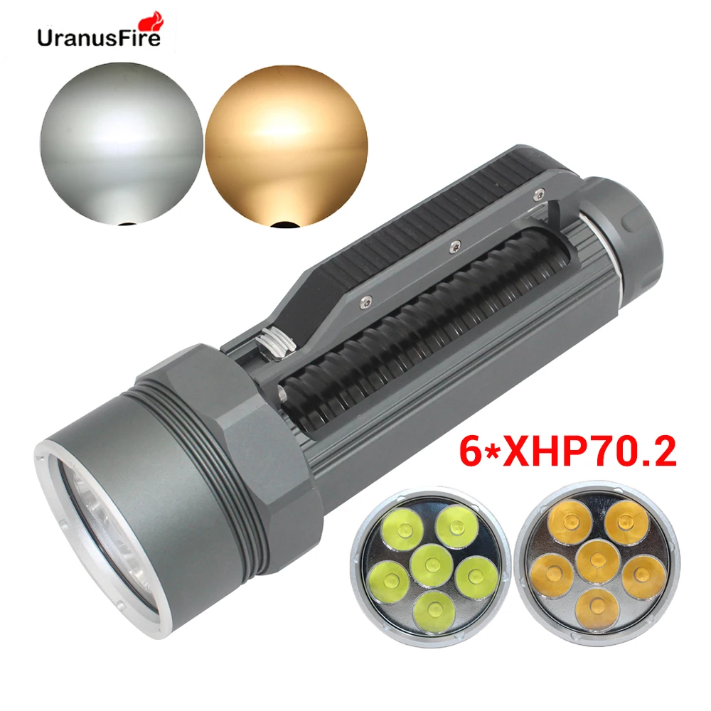 Суперъяркий светодиодный фонарик для дайвинга XHP70.2 26650 32650 водонепроницаемый 100 м