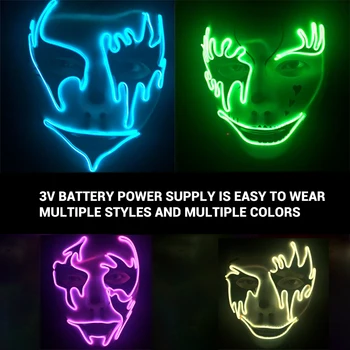 

Mask Halloween LED Illuminating Mask Cool Painted Mask Plastic play Mask for Bar KTV Party Party Light Up Masks Glow In Dark
