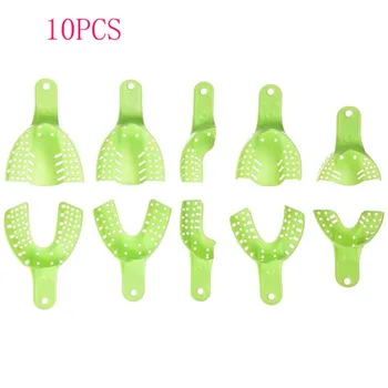 

10Pcs/set Plastic Metal Materials Dental Impression Trays Central Supply Teeth Holder Durable For Teeth Tools Dental Care