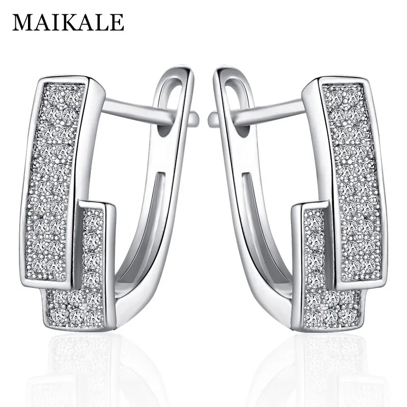 Silver MAIKALE, популярные серьги-гвоздики, модные, темпераментные, для женщин, медь, кубический цирконий, длинные серьги для женщин, аксессуары, высокое качество - Окраска металла: Silver