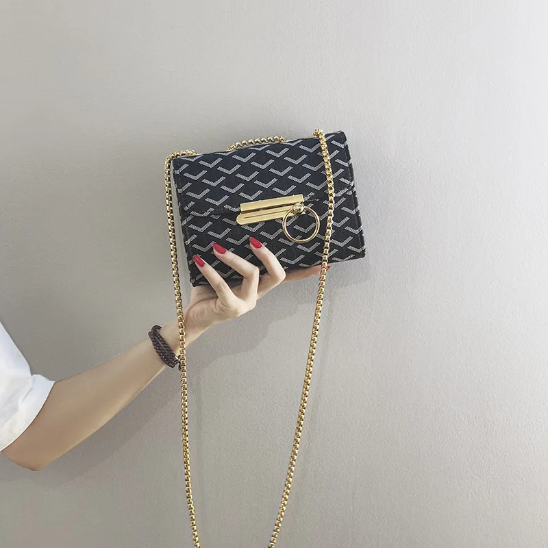 

2019 Square Sling Bag Women's Autumn New Style Fashion Dog Pattern Chain Bag Lady INS-Style Versatile Single-shoulder Crossbody