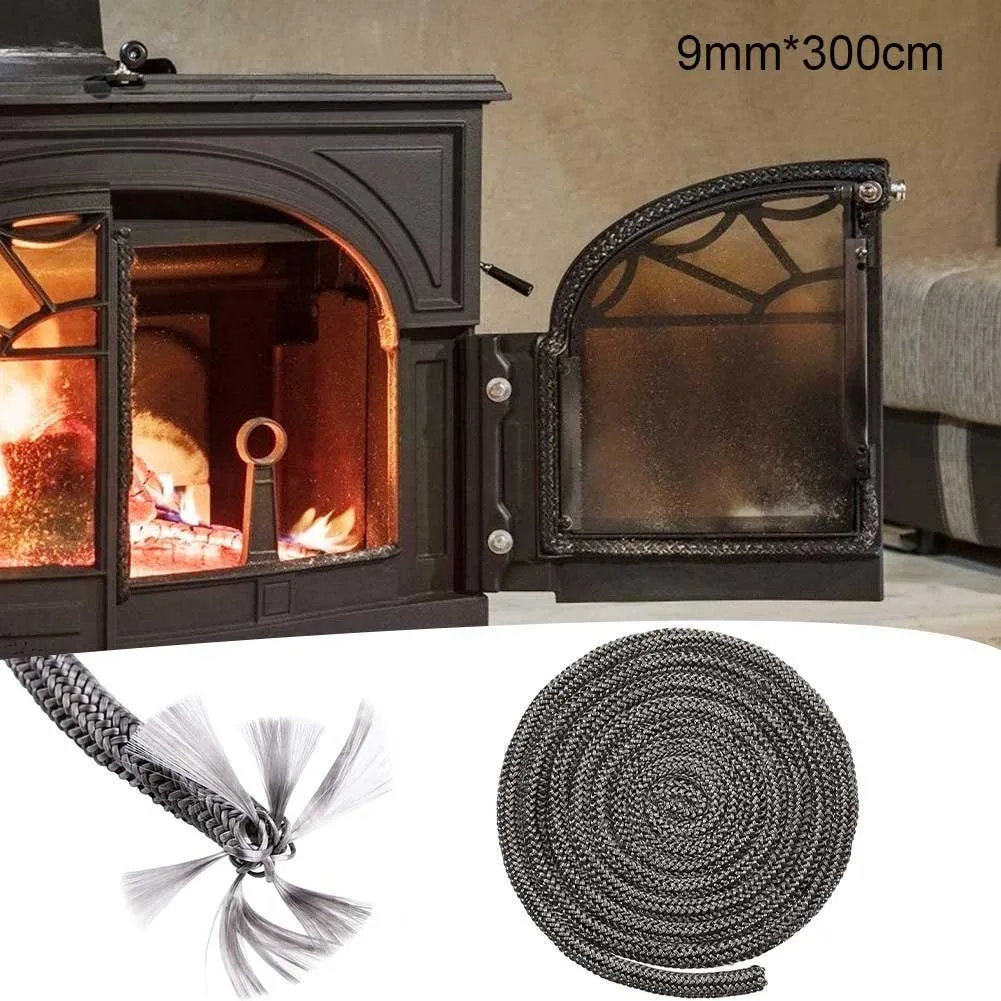 

Black Stove Fireplace Rope Burner Door Sealing Rope Fiberglass High Temperature Resistance Woodburner Gasket Cord 8/9/10/12mm
