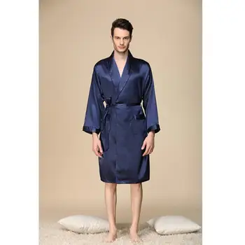 

Men's Pajamas 2 PCs Top + Pants Long-sleeved Solid Color Suit Foreign Trade Home Service Pajamas Bathrobe Kimono Szlafrok