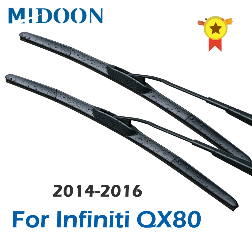 MIDOON Hybrid Wiper Blades for Infiniti QX80 Fit Hook Arms 2014 2015