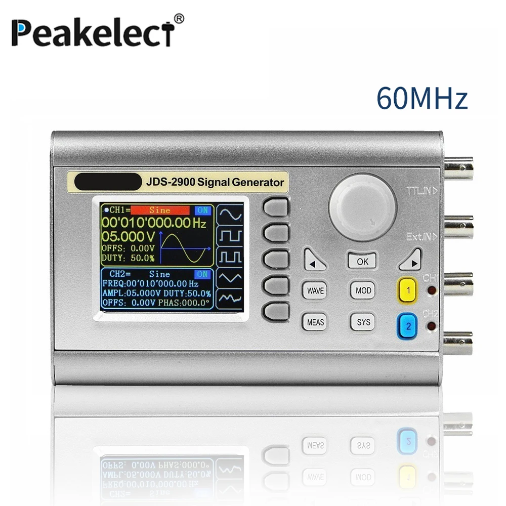 Peakchoose JDS2900 60 МГц Портативный генератор сигналов DDS функция двухканальный