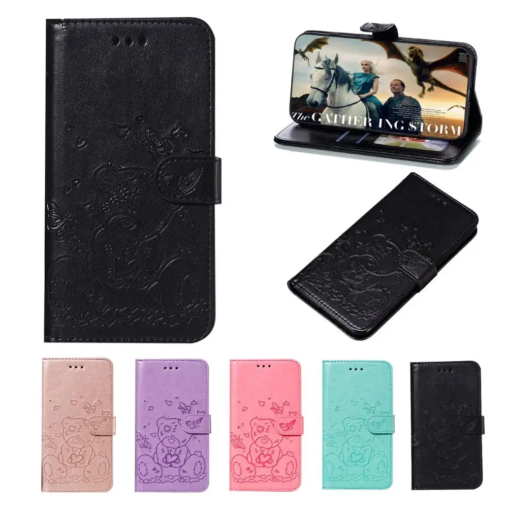 

Luxury Card Slot Case for Samsung Galaxy S8 S9 S10 Note 10 Plus Pro Leather 3D Embossed Bear Butterfly Flip Magnet Wallet Cover