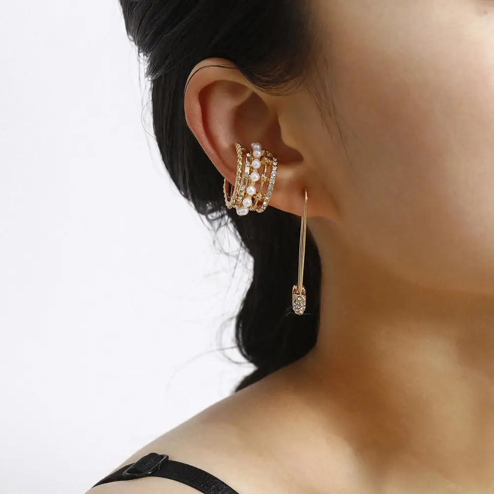 

Earrings Set Pin Earcuff For Women Undefined Among Us Clips On Ears Pearls Small Round Circle Earring No Hole Korean Fashion