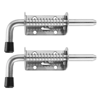 

2Pcs 5 Inch Stainless Steel Spring Loaded Latch Pin Barrel Bolt 2mm Thickened Door Lock Brushed