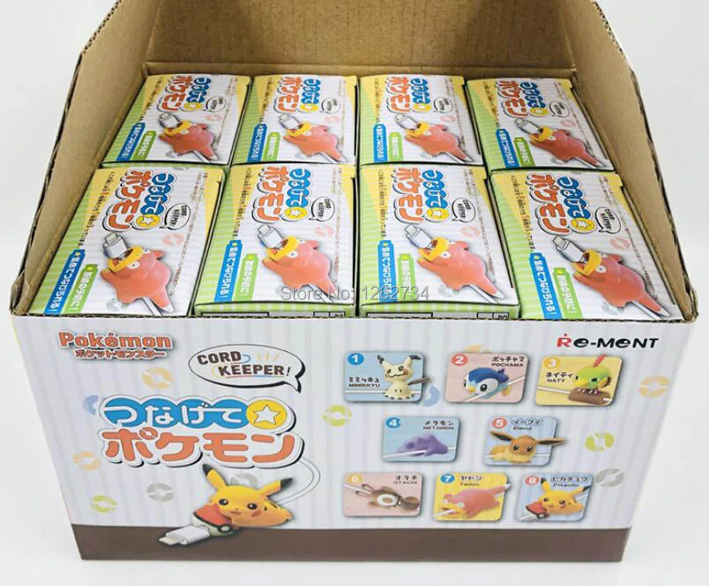 Free Shipping EMS 30Sets/8PCS Pikachu Eevee Mimikyu Ditto Piplup Sentret Slowpoke 6CM PVC Animal Cable Protector Action Figures