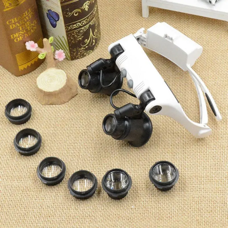 ELEG-10x 15x 20x 25x Sunglasses of Increase with 2 Lights LED Magnifying glass Watchmaker Jeweler magnifying glass of Repair