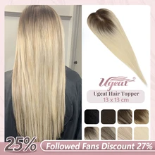 Ugeat Topper Hair Piece Mono Hair Topper 13*13cm Crown extension per capelli Clip in Toupee Wiglets 10-18 