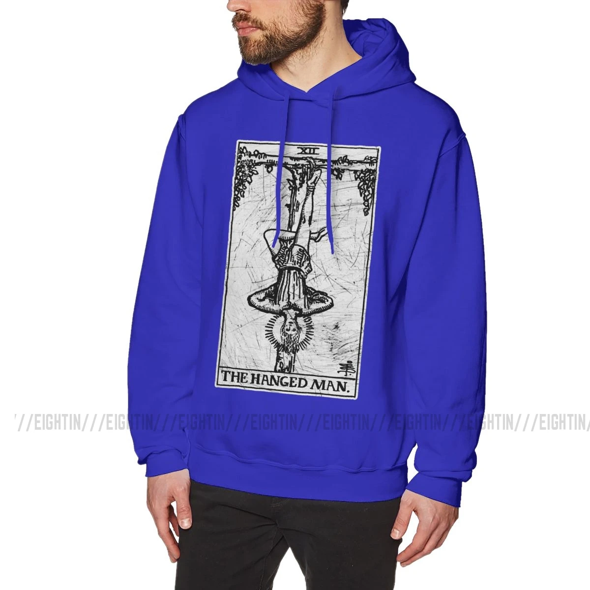 Толстовки с капюшоном для мужчин The Hanged Man Tarot Card Major Arcana Fortune Telling Occult, хлопок, толстовки с капюшоном, подарок, толстовка, рубашка - Цвет: Синий