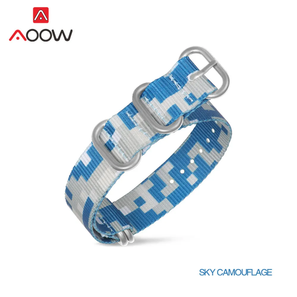 Sky Camouflage S 18 мм 20 мм 22 мм 24 мм 26 мм Камуфляжный нейлоновый ремень НАТО зулу холст спортивный ремешок из нержавеющей стали браслет аксессуары - Цвет ремешка: Sky Camouflage S