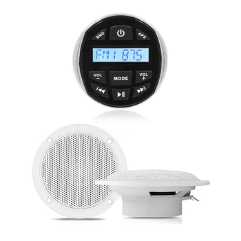 

Waterproof Marine Stereo Boat Radio FM AM Bluetooth Audio Receiver Car MP3 Player+4" Marine Speaker For ATV UTV Yacht Motorcycle