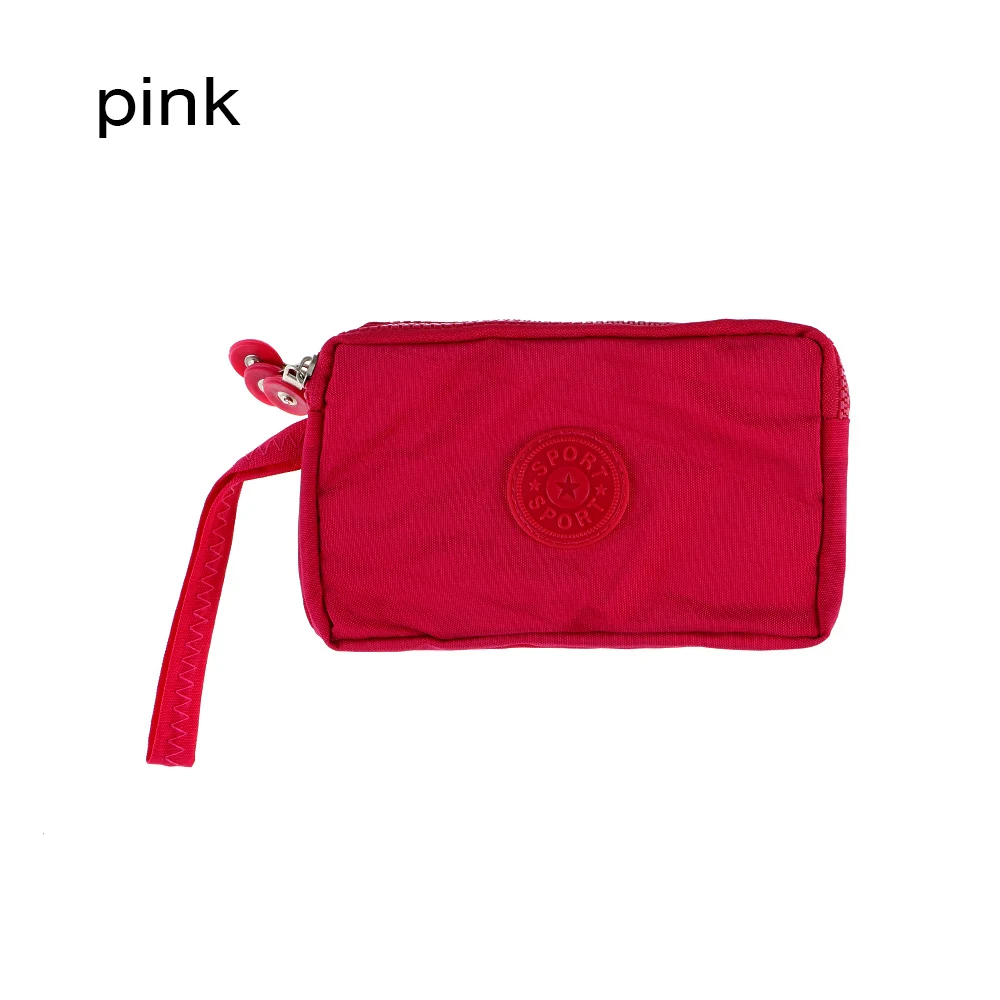 New 3 Zippers Purses Women Wallets Brand Clutch Coin Purse Cards Keys Money Bags Canvas Short Woman Girls Wallet Handbags Burse - Цвет: pink