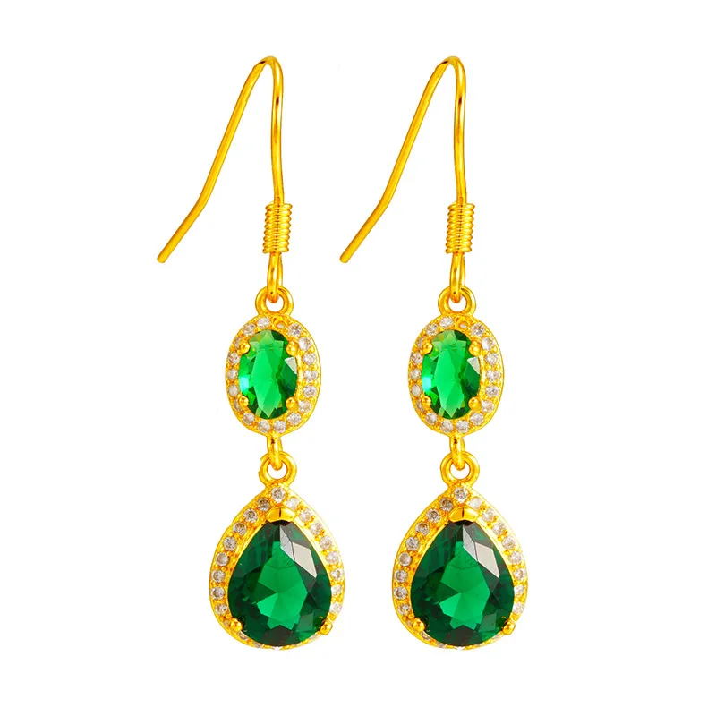 

Water Drop Zirconia Crystal Dangle Earrings for Women Yellow Gold Filled Fashion Vintage Ear Jewelry Gift