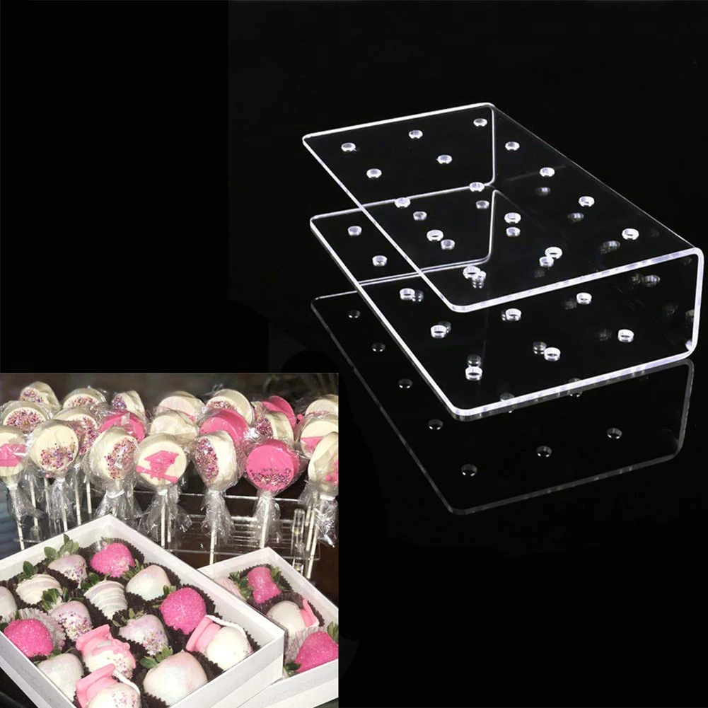 15 Holes Acrylic Lollipop Display Stand Wedding Party Candy Dessert Stick Holder Acrylic Rectangle Shape Durable Display Holder